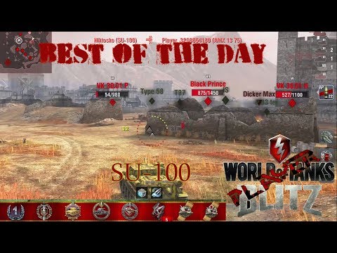 SU-100 3V1 6 kills / WoT Blitz replay of the Day
