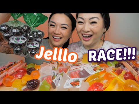 JELLO RACE *The HARDEST We've Done! Assorted Jello with KYOHO Grapes Jelly Sister Mukbang Challenge