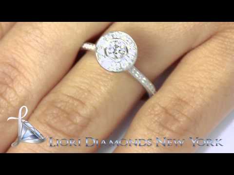 ER-1007 - 0.86 Carat F-VS1 Certified Natural Round Diamond Engagement Ring 18k White Gold