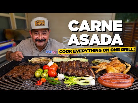 How to Cook EVERYTHING for a Carne Asada on One Grill (Fajitas, Beef Ribs, Chicken, Sides & More)