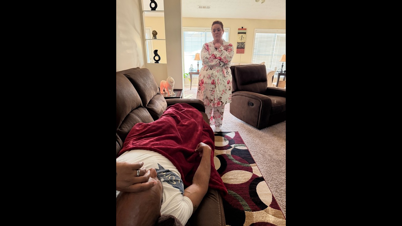 Larry wakes up to Bethany standing over him