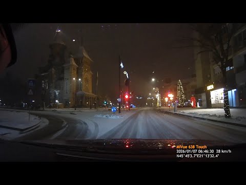 Driving in Timișoara: Winter Night City Tour & Airport Drive ❄️🚗