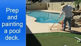 Painting pool deck.