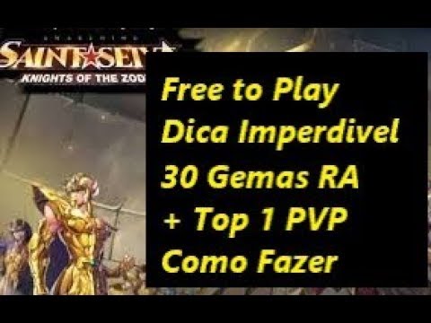 Free To Play Como conseguir 30 gemas de RA e ser Top 1 No rank PVP Saint Seiya Awakening