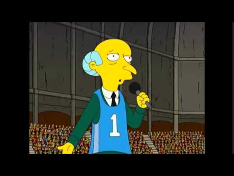 Mr. Burns sings the National Anthem (opinion regarding the European Union)