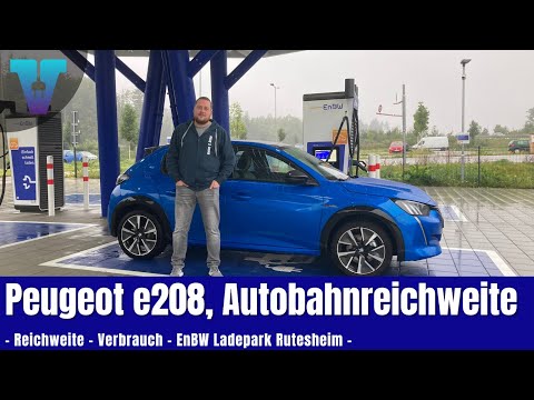 Reichweite und Verbrauch Peugeot e208 bei Tempo 130 - Testfahrt [Deutsch 4K] | Vision E Drive #123