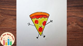 How to draw a pizza 🍕 | Easy Drawing for kids | Step-by-step tutorial