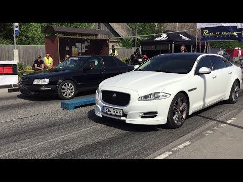 2012 Jaguar XJL 5.0 vs Audi S4 C4 2.2TQ 20v 1/8 mile drag race