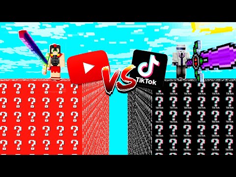 DESAFÍO DE LUCKY BLOCK de YOUTUBE vs TIKTOK 😱 CARRERA de LUCKY BLOCK en MINECRAFT