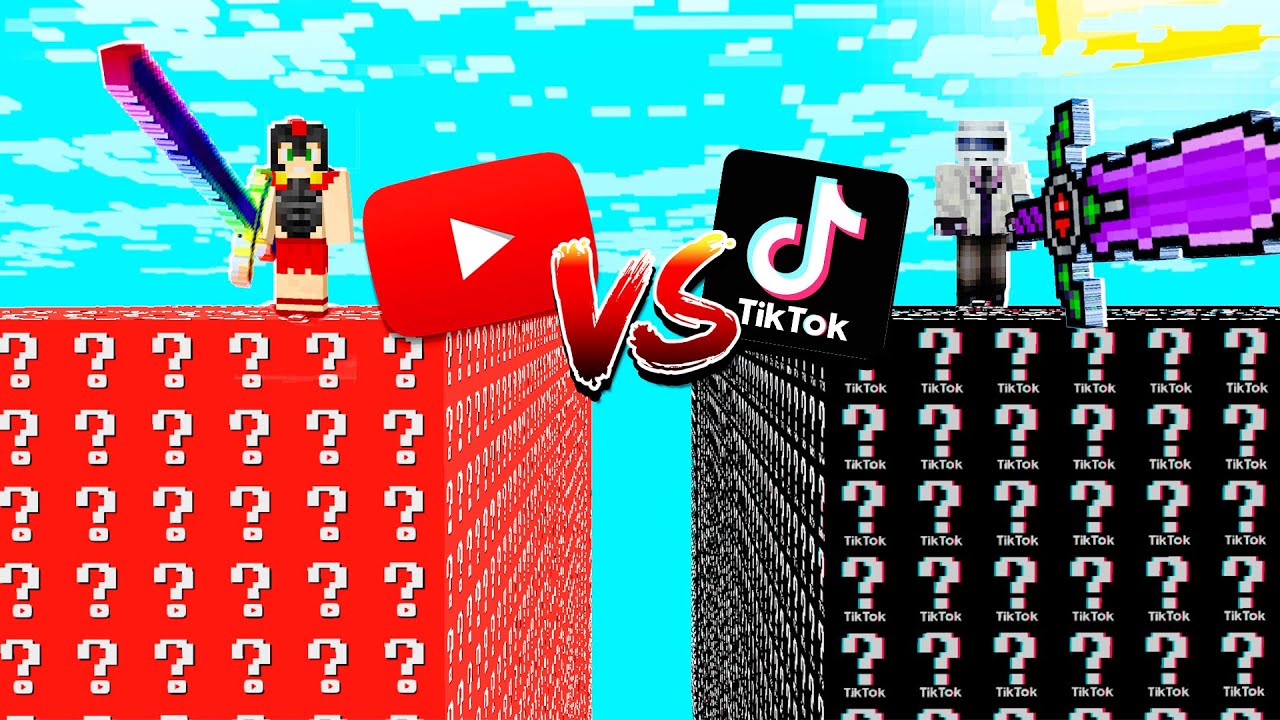 DESAFÍO DE LUCKY BLOCK de YOUTUBE vs TIKTOK 😱 CARRERA de LUCKY BLOCK en MINECRAFT