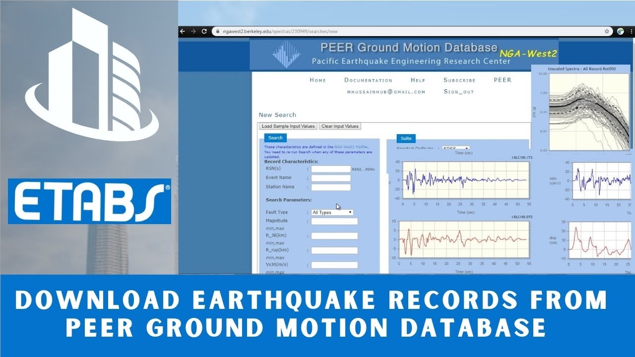 CSI ETABS - 20 - Download Earthquake records from PEER Ground Motion Database (ngawest2 berkeley)