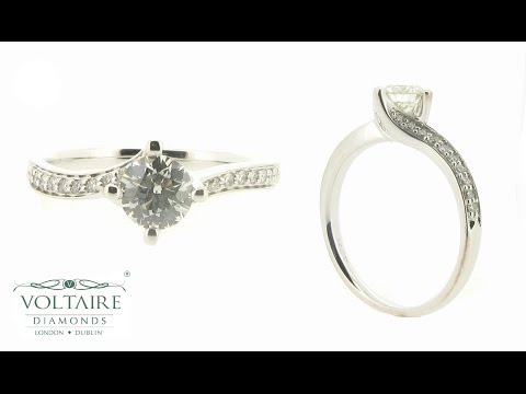 Round Solitaire Twist with Pave Set Diamond Shoulders   ER 2011