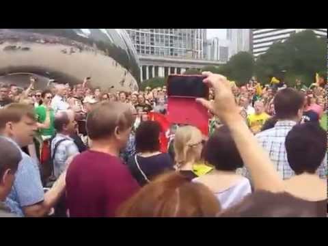 Lithuanians Singing Anthem at Chicago's Bean...Largest Crowd Ever!