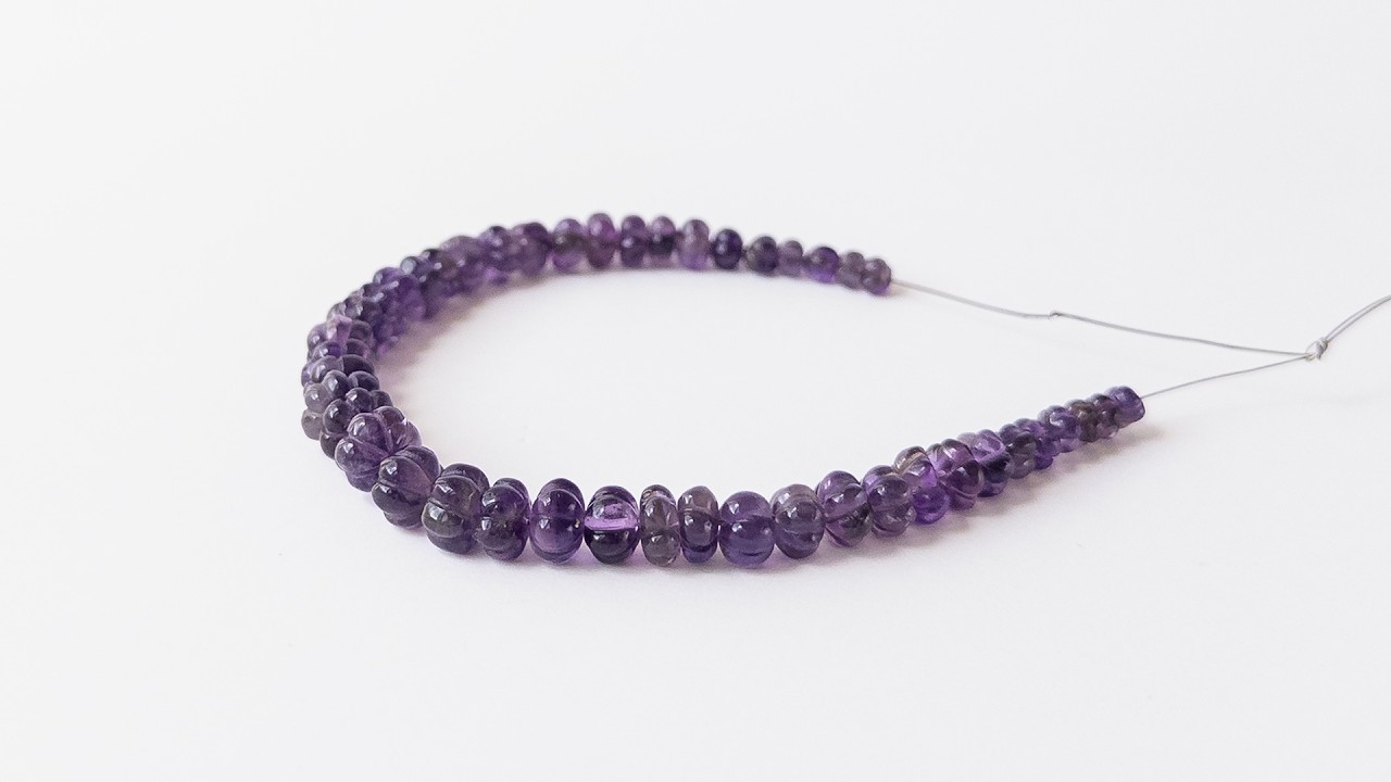 Amethyst | Pumpkin Cut | 4.5-9mm Bead Size | 45 Pieces video