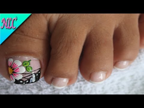DECORACIÓN DE UÑAS PARA PIES FLOR Y FRANCÉS♥ – FLOWERS NAIL ART – FRENCH NAIL ART – NLC