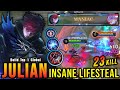 23 Kills + MANIAC!! OP LifeSteal Julian 100% IMMORTAL!! - Build Top 1 Global Julian ~ MLBB