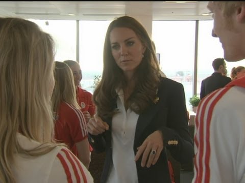 Harry and Kate visit British athletes at Team GB house