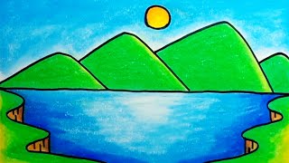 How To Draw Lake Scenery Step By Step |Drawing Lake Easy scenery