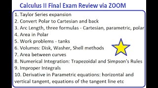 Final Exam review - MAT 266 Calculus II - ZOOM