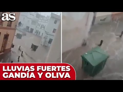 La LLUVIA ya INUNDA las calles de GANDÍA y OLIVA en plena ALERTA ROJA