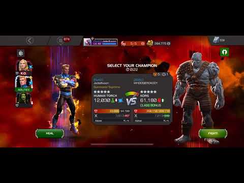 Mcoc Human Torch vs Korg war boss