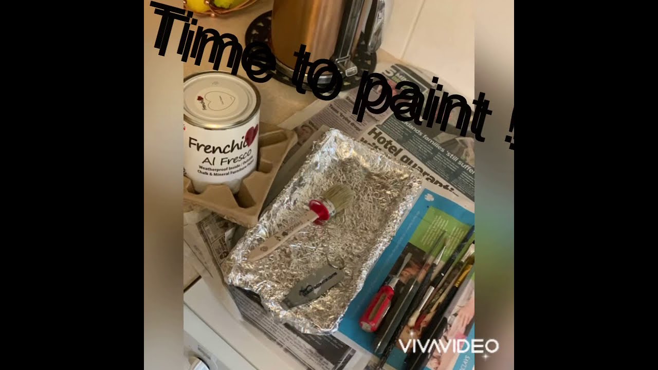 How to paint an old melamine kitchen cupboards with Frenchic paint in shade Cool Beans tutorial DIY