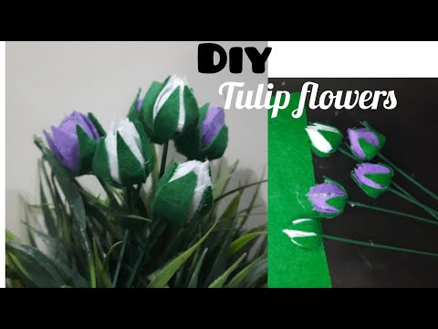 DIY flowers making//flowers making with felt sheet//tulip flowers making 😍🌷