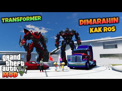 JUNIOR DAN TRANSFORMER DINO MENGANTAR UPIN IPIN PULANG - GTA 5 MOD TRANSFORMER