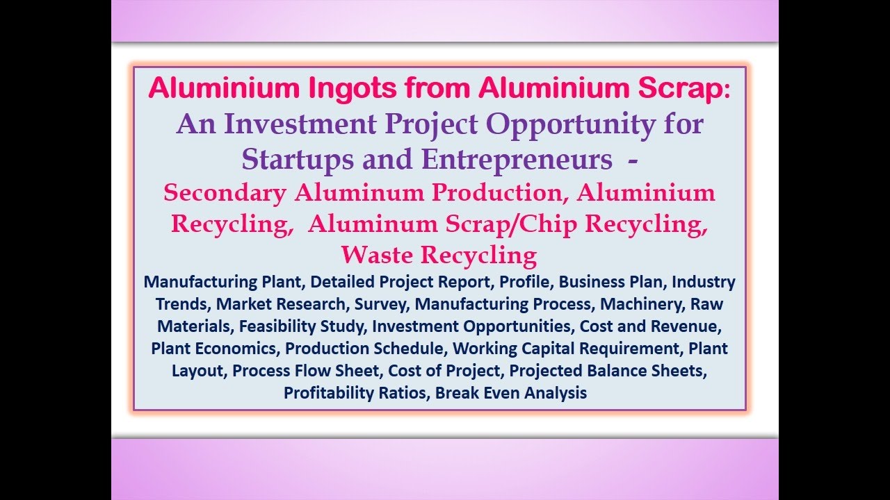 Aluminium Ingots from Aluminium Scrap | An Investment Project Opportunity for Startups.