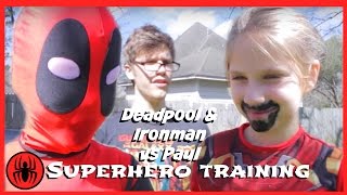 Kid Deadpool & Ironman vs Paul Superhero Training match In Real Life Fun comics film Superhero kids