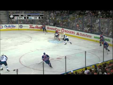 Mark Scheifele snapshot goal 1-1 Winnipeg Jets vs Edmonton Oilers 10/1/13 NHL Hockey