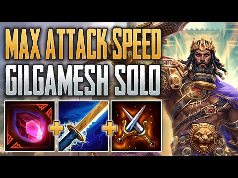MAX ATTACK SPEED WITH REDSTONE! Gilgamesh Solo Gameplay (SMITE Conquest)