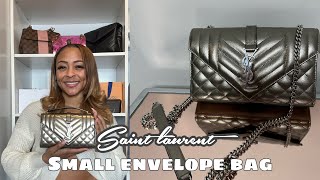 Saint Laurent Small Envelope Bag review & What fits inside! Luxury unboxing!