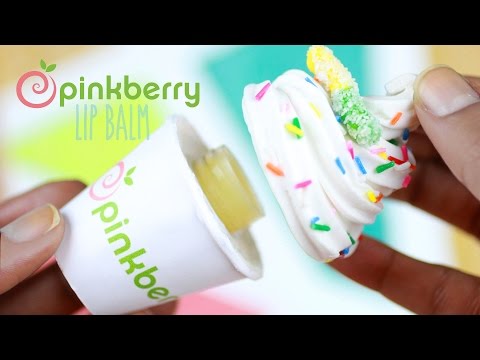 DIY Pinkberry Lip Gloss Jar - How To Make Beeswax Lip Balm Tutorial - Frozen Yogurt Polymer Clay