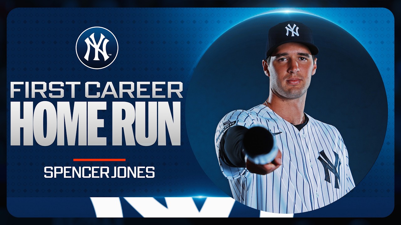 Spencer Jones CRUSHES his first career home run for the New York Yankees! 💪 (443 feet! 😮‍💨)