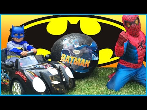 GIANT SURPRISE EGG OPENING BATMAN Toys Video