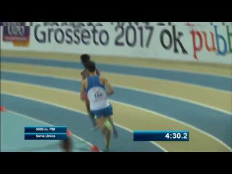 Ahmed Abdelwahed Oro nei 3000 metri - Campionati Italiani Juniores e Promesse Indoor 2017