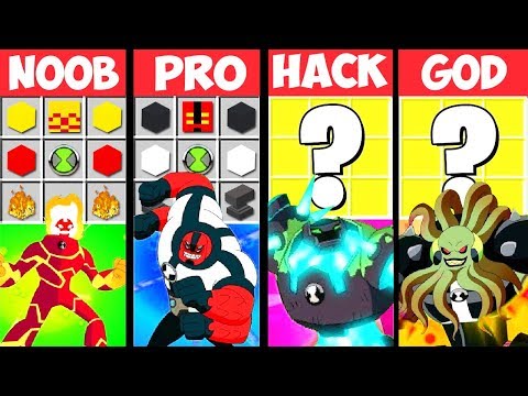Minecraft Battle: BEN 10 ALIENS MOD CRAFTING CHALLENGE - NOOB vs PRO vs HACKER vs GOD Animations