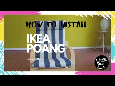 Part of a video titled How to install your IKEA POANG cushions - YouTube