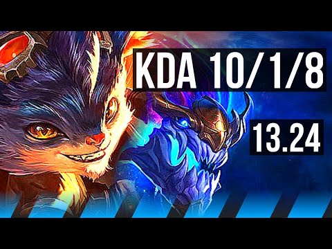 RUMBLE vs AURELION SOL (MID) | 10/1/8, 2100+ games, Godlike | EUW Master | 13.24