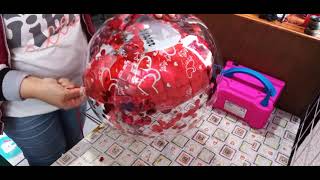 😱GLOBO BURBUJA CON GLOBO METÁLICO DE CORAZON  💏 CONFETY  PARA PEDIDA DE MANO🥂🍾 HERMOSO 🤩😍😘🌻