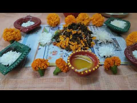 preparation of govardhan by flowers