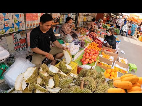 Amazing Street Foods Tour, Fresh Fruits, Vegetables &Meat @Chhouk Meas Market in Phnom Penh