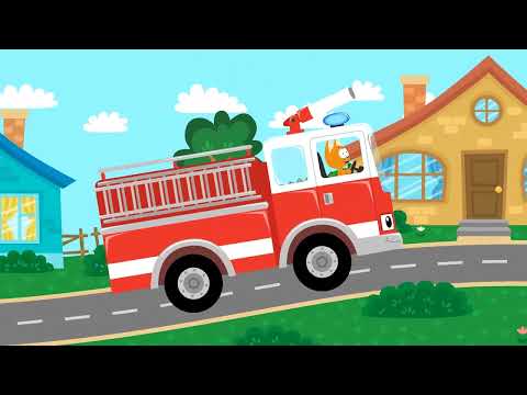 Fire Truck Song | Meow-Meow Kitty Cartoons with cars and animals for kids
