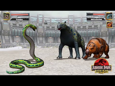 TITANOBOA VS INDRICOTHERIUM AND DIPROTODON   GLACIER TOURNAMENT || JURASSIC PARK BUILDER