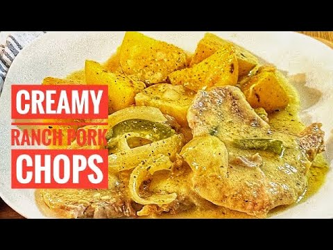 Slow Cooker Creamy RANCH PORK CHOPS and POTATOES #easy