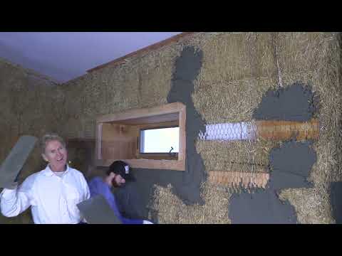 Straw Bale Stucco Construction.