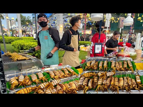 Amazing Various Fast Food Selling On Chatokmuk Walk Street - Collection Market In Town Of Cambodia