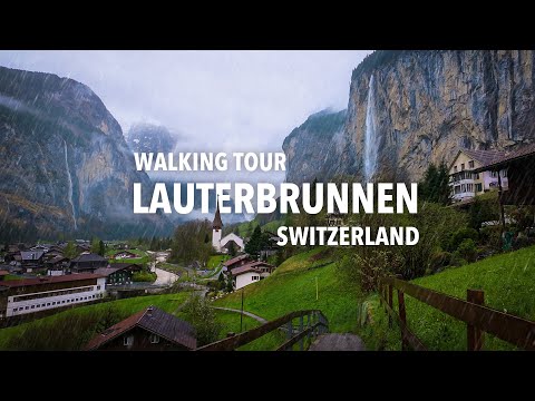 Lauterbrunnen Switzerland🇨🇭 Walking in the Rain 🌧️