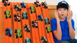 Jason Plays with Sharks vs Dinos Monster Trucks